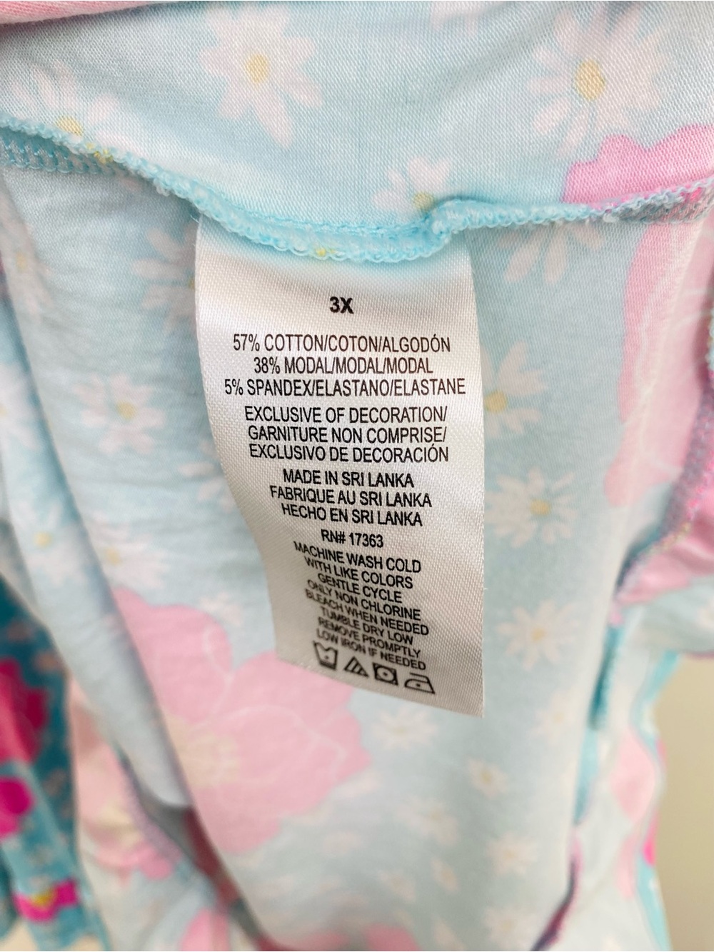 Cuddl Duds Nightgown 3X Plus Blue Pink Floral Ruffle Hem Sleeveless Sleep Dress - Picture 8 of 8